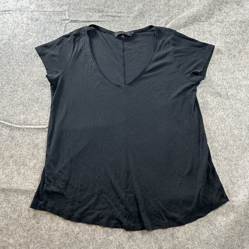 Hatch Women's Black Short sleeve Tee Size 0 XS V Neck Flaws